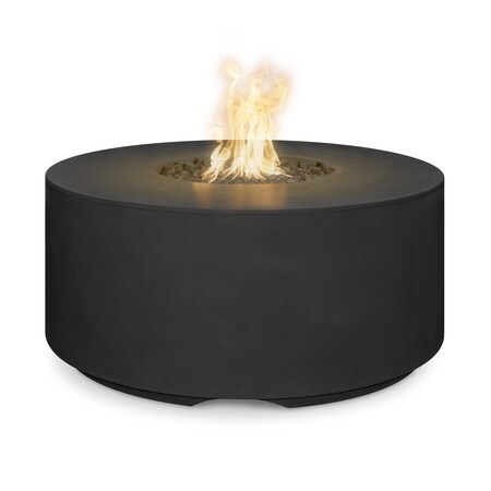 The Outdoor Plus 46 Round Florence Fire Pit, GFRC Concrete, Black, Plug & Play Electronic Ignition, Liquid Propane OPT-FL4620EKIT-BLK-LP